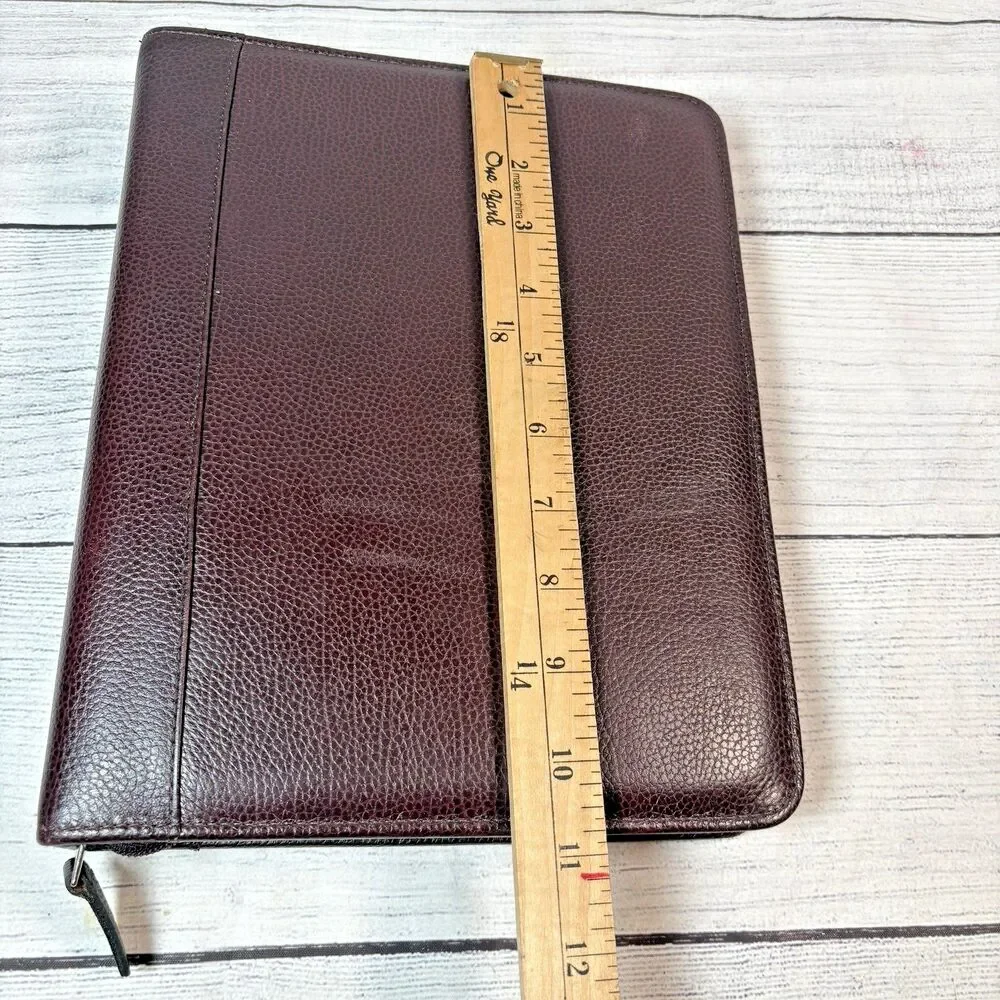 Vintage Franklin Covey Quest Brown Top Grain Leather 7 Ring Zip Planner USA